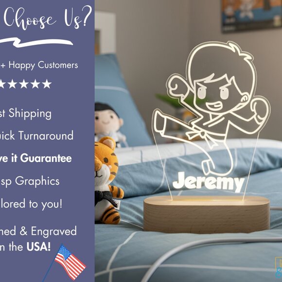 Karate Custom Name Light | Personalized LED Martial Arts Sign | Kids Gift - Picture 4 of 8